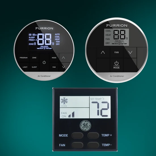 Furrion RV thermostat upgrade and replacement models, including single-zone and multi-zone smart climate control units.